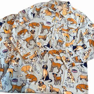 Pajamagram Nightgown Blue Cotton Flannel Dog Tired Sleepwear Lounge Small